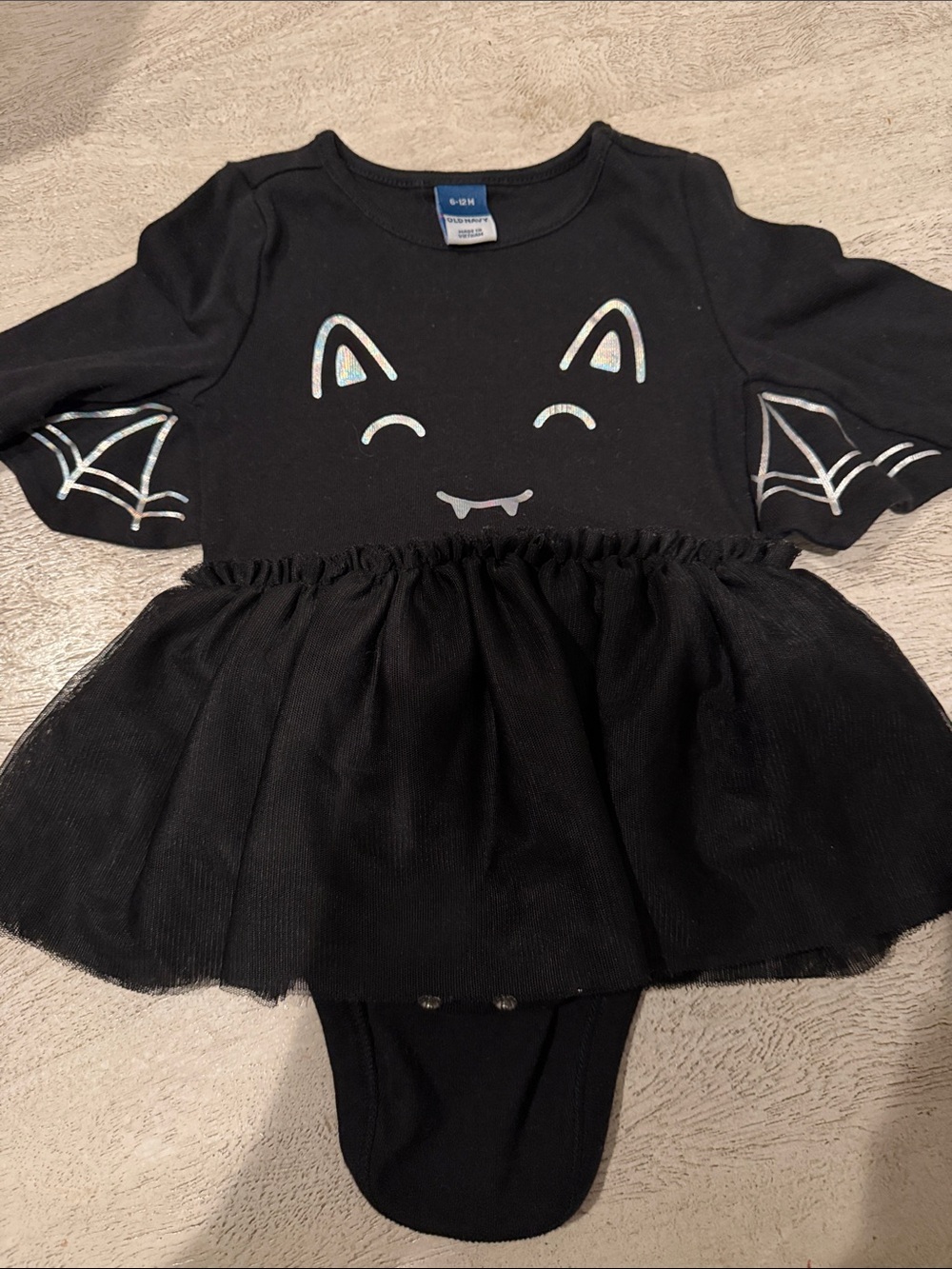 Old Navy Black Holographic Cat Bat Tutu Bodysuit